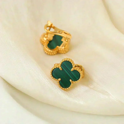 [Stellar Jewelry]CLOVER MEDIUM 1 MOTIFS MALACHITE  EARRINGS