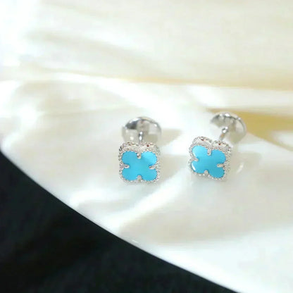 [Stellar Jewelry]CLOVER MINI 9.5MM ONYX STUD EARRINGS SILVER