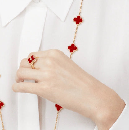 [Stellar Jewelry]CLOVER CARNELIAN RING ROSE GOLD DIAMOND