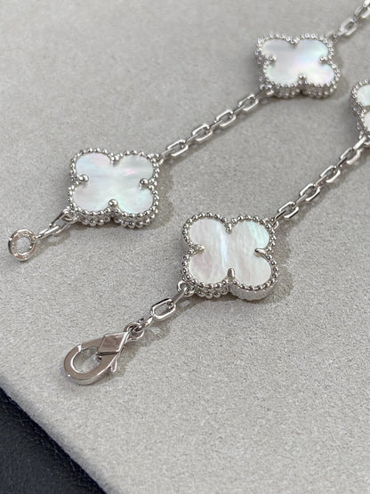 [Stellar Jewelry]CLOVER WHITE PEARL MOP 5 MOTIF BRACELET COLLECTION