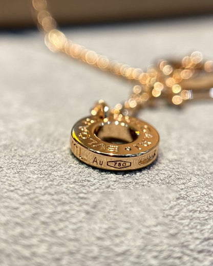 [Stellar Jewelry]DREAM MOP DIAMOND PAVED PINK GOLD NECKLACE