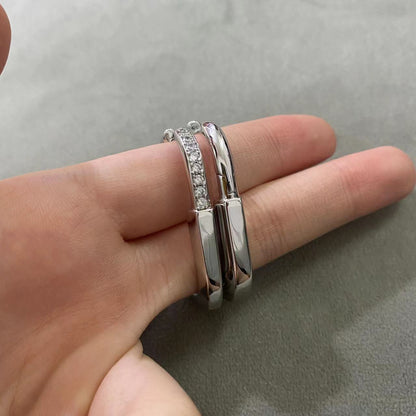 [Stellar jewels]LOCK MEDIUM DIAMNOND EARRINGS