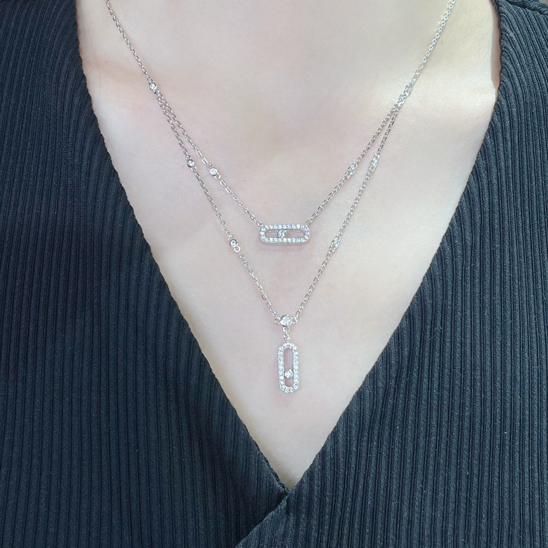 [Stellar Jewelry]MOVE 2 ROW DIAMOND NECKLACE