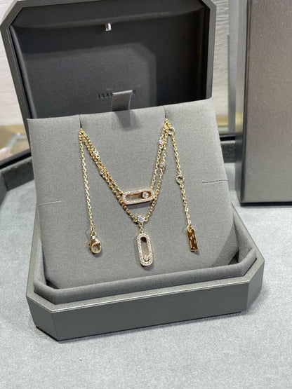 [Stellar Jewelry]MOVE 2 ROW DIAMOND NECKLACE
