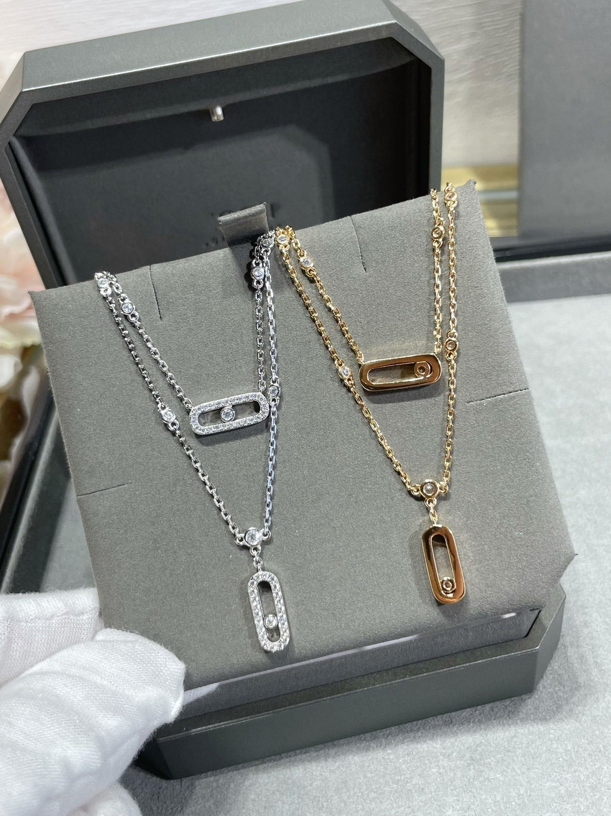 [Stellar Jewelry]MOVE 2 ROW DIAMOND NECKLACE