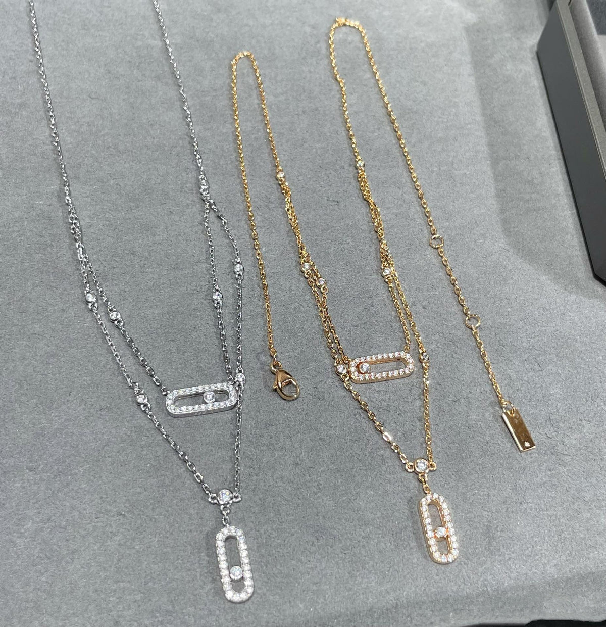 [Stellar Jewelry]MOVE 2 ROW DIAMOND NECKLACE