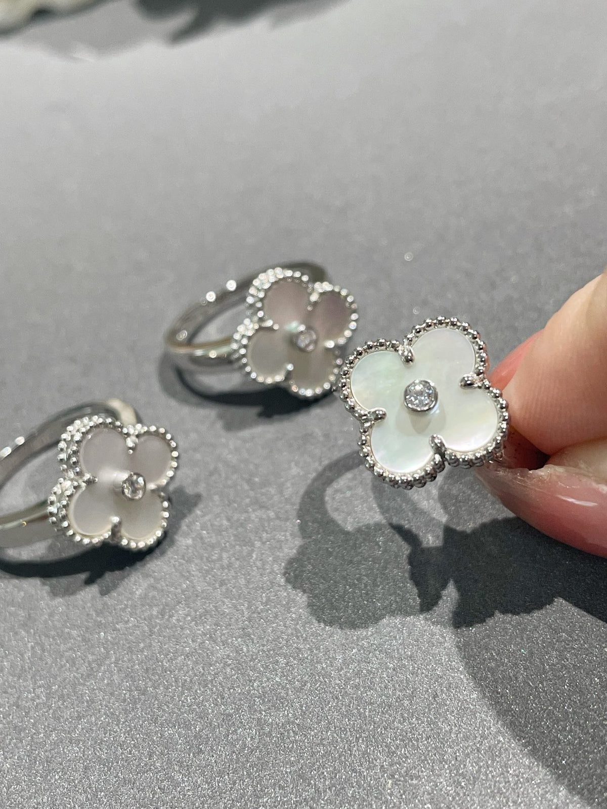 [Stellar Jewelry]CLOVER SILVER MOP DIAMOND RING