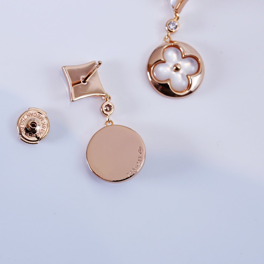 [Stellar Jewelry]STAR AND SUN PINK GOLD MOP DROP EARRINGS
