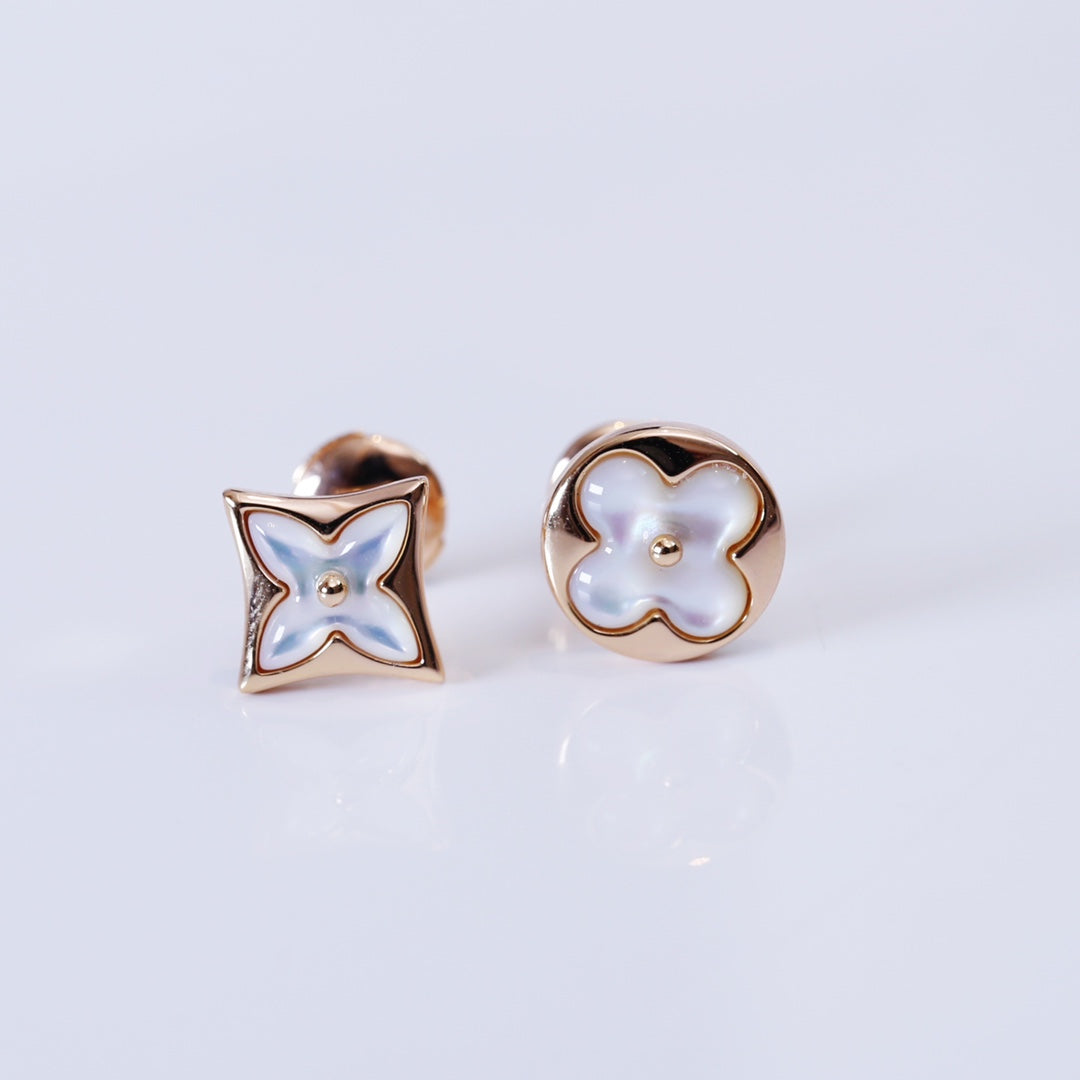 [Stellar Jewelry]STAR AND SUN PINK GOLD MOP STUD EARRINGS