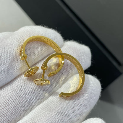 [Stellar Jewelry]LOVE DIAMOND GOLD HOOP EARRINGS