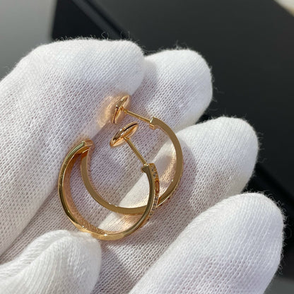[Stellar Jewelry]LOVE DIAMOND PINK GOLD HOOP EARRINGS