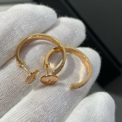 [Stellar Jewelry]LOVE DIAMOND PINK GOLD HOOP EARRINGS