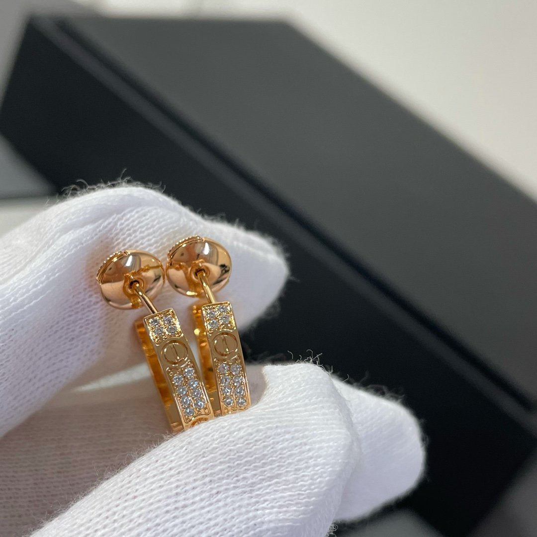 [Stellar Jewelry]LOVE DIAMOND PINK GOLD HOOP EARRINGS