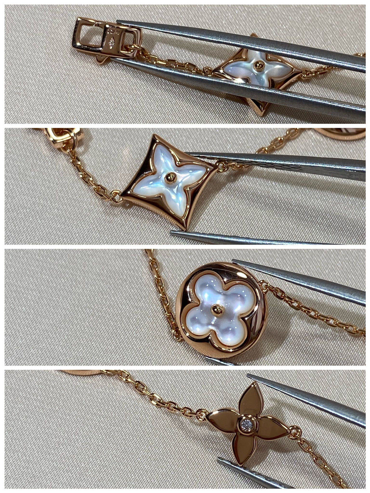 [Stellar Jewelry]STAR AND SUN 5 MOTIF MOP PINK GOLD BRACELET