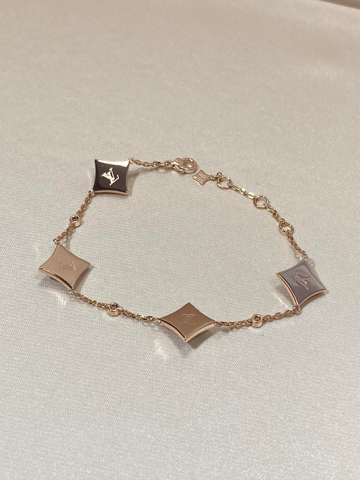 [Stellar Jewelry]STAR 4 MOTIF MOP DIAMOND PINK GOLD BRACELET