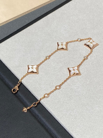 [Stellar Jewelry]STAR 4 MOTIF MOP DIAMOND PINK GOLD BRACELET