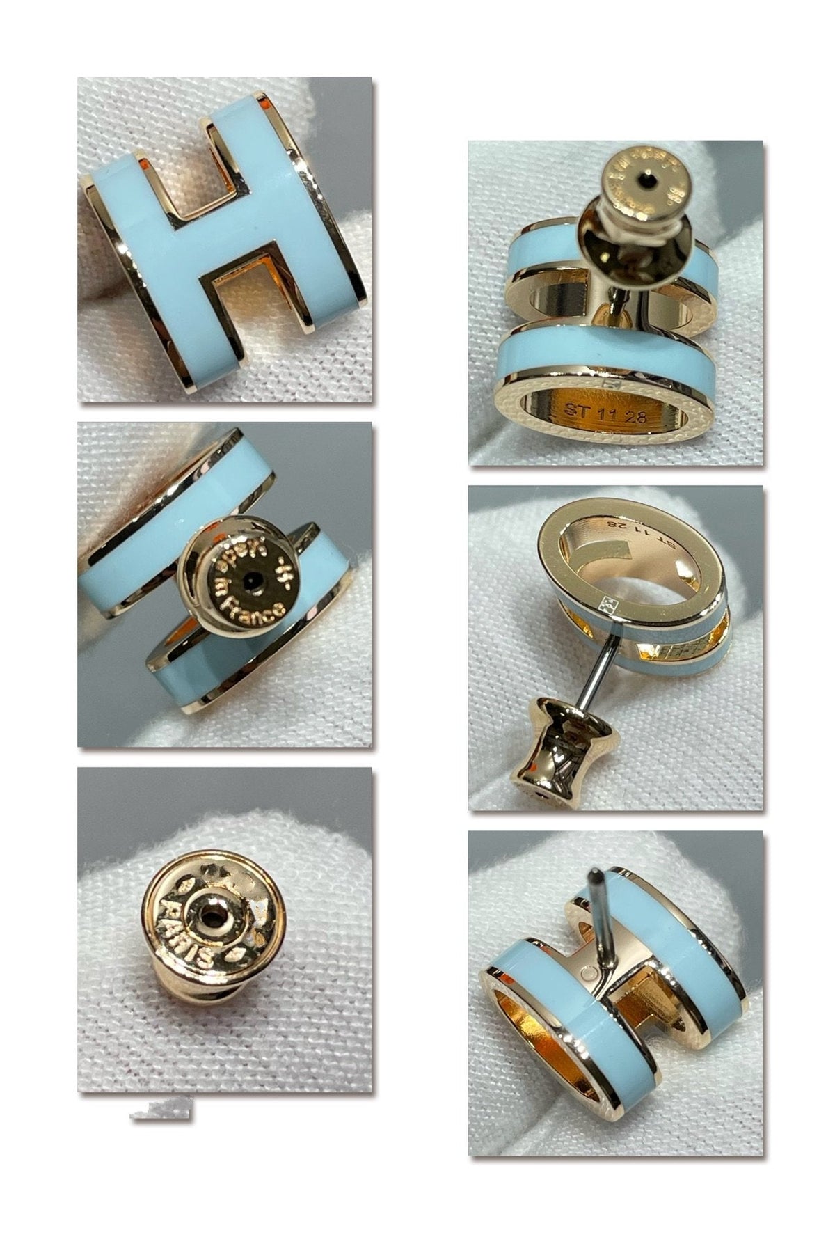 [Stellar Jewelry]POP H SKY BLUE STUD EARRINGS