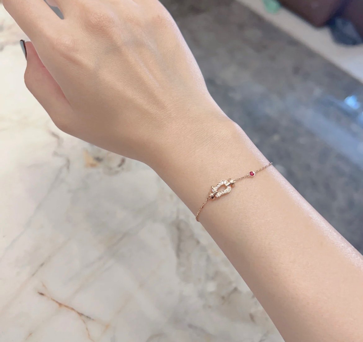 [Stellar Jewelry]FORCE 10 DIAMOND CHAIN LINK PINK GOLD BRACELET