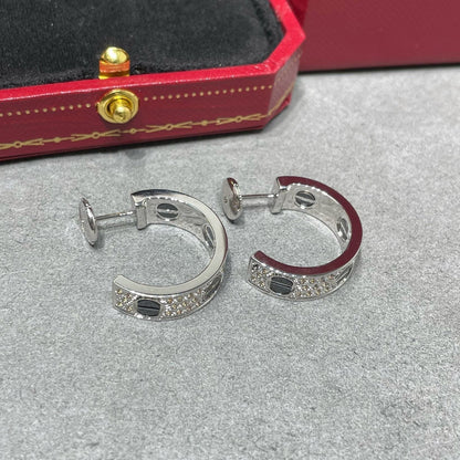 [Stellar Jewelry]LOVE CERAMIC DIAMOND PAVED SILVER EARRINGS