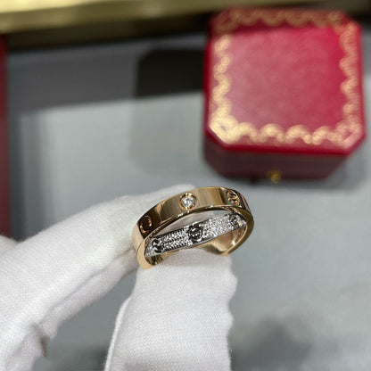 [Stellar Jewelry]LOVE PINK GOLD SILVER DIAMOND DOUBLE RING