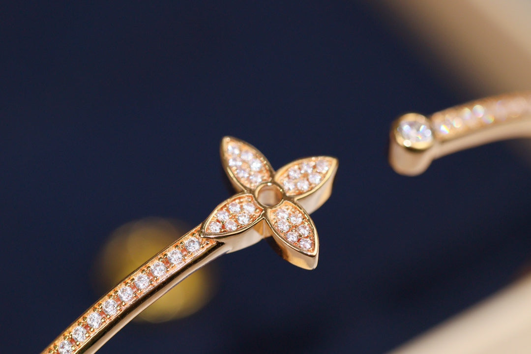 [Stellar Jewelry]IDYLLE PINK GOLD OPEN BRACELET DIAMOND PAVED