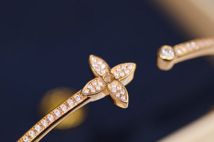 [Stellar Jewelry]IDYLLE PINK GOLD OPEN BRACELET DIAMOND PAVED
