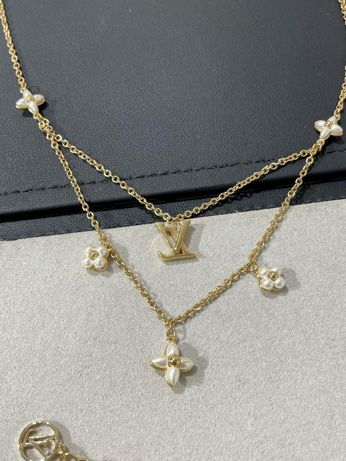 [Stellar Jewelry]FLOWERGRAM GOLD MOP DOUBLE ROW NECKLACE