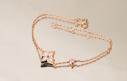 [Stellar Jewelry]STAR PINK MOP 1 DIAMOND PINK GOLD NECKLACE