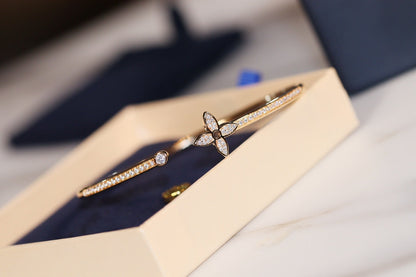 [Stellar Jewelry]IDYLLE GOLD OPEN BRACELET DIAMOND PAVED