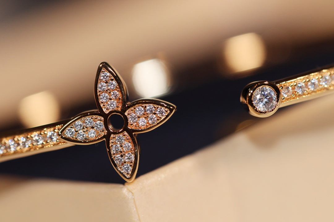 [Stellar Jewelry]IDYLLE GOLD OPEN BRACELET DIAMOND PAVED