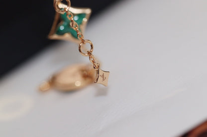 [Stellar Jewelry]STAR AND SUN 4 MOTIF PINK GOLD MALACHITE BRACELET