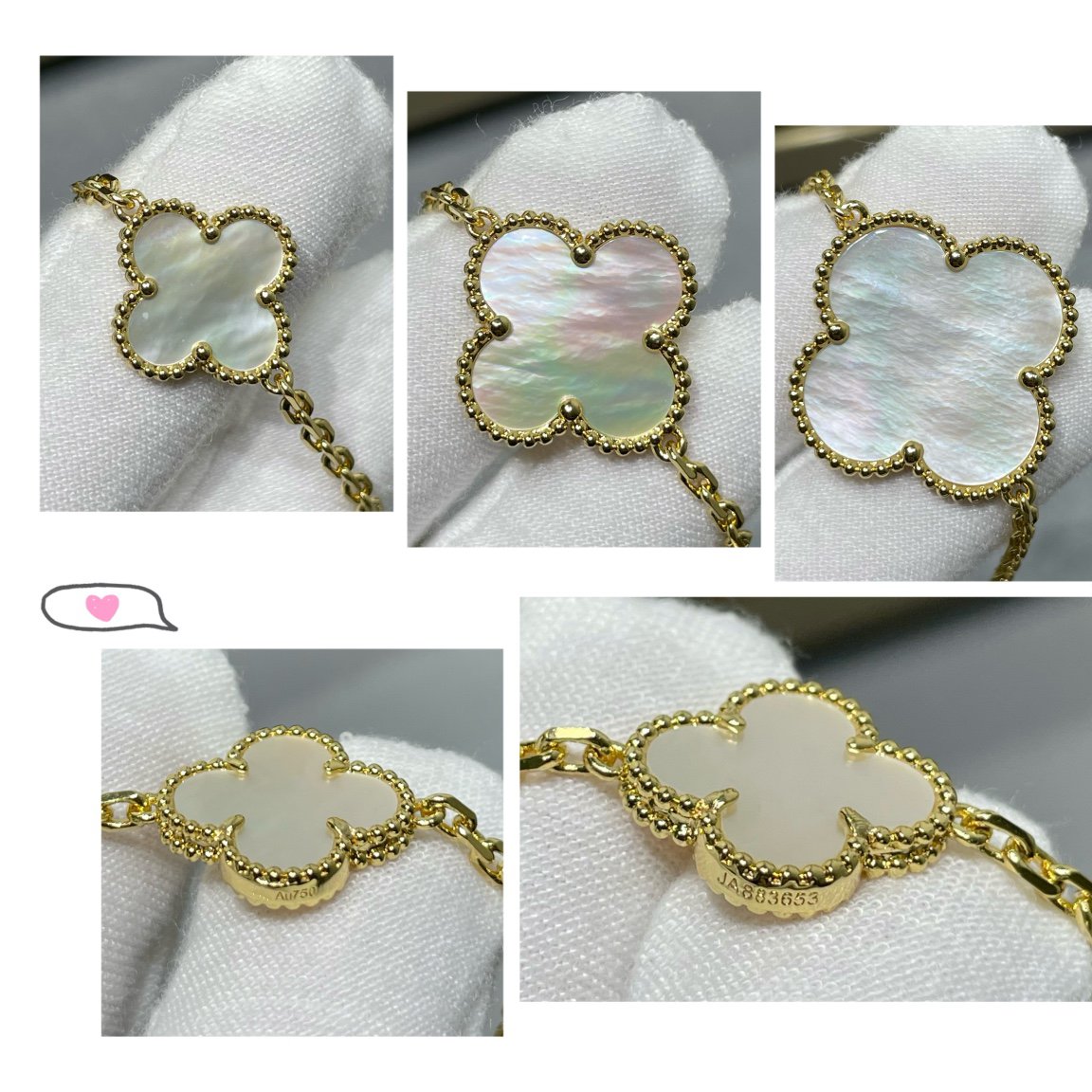 [Stellar Jewelry]CLOVER 16 MOTIF WHITE MOP GOLD NECKLACE