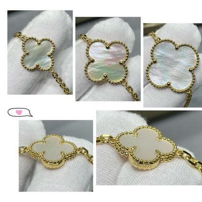 [Stellar Jewelry]CLOVER 16 MOTIF WHITE MOP GOLD NECKLACE