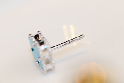 [Stellar Jewelry]CLOVER MINI TURQUOISE SILVER STUD EARRINGS