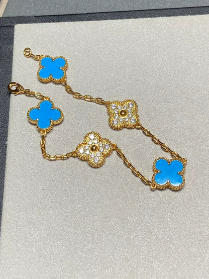 [Stellar Jewelry] CLOVER 5 MOTIF BLUE AGATE BRACELET COLLECTION