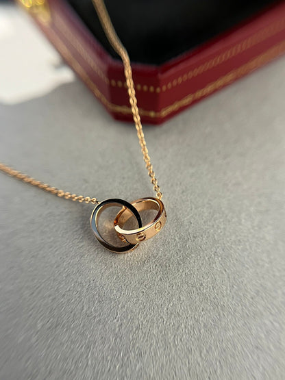 [Stellar Jewelry]LOVE NECKLACE DOUBLE RING PINK GOLD