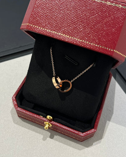 [Stellar Jewelry]LOVE NECKLACE DOUBLE RING PINK GOLD