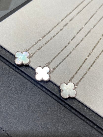 [Stellar Jewelry]CLOVER MEDIUM SILVER WHITE MOP NECKLACE