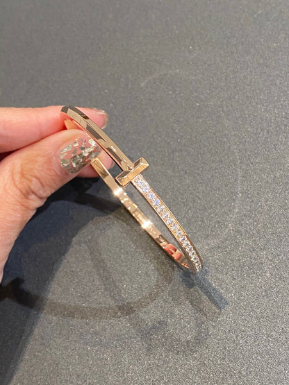 [Stellar jewels]NARROW T1 HINGED BANGLE DIAMOND PINK GOLD