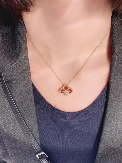 [Stellar jewels]FLEUR DE LIS PINK GOLD DIAMOND NECKLACE