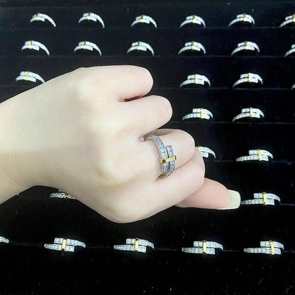 [Stellar jewels]EDGE GOLD SILVER DIAMOND RING