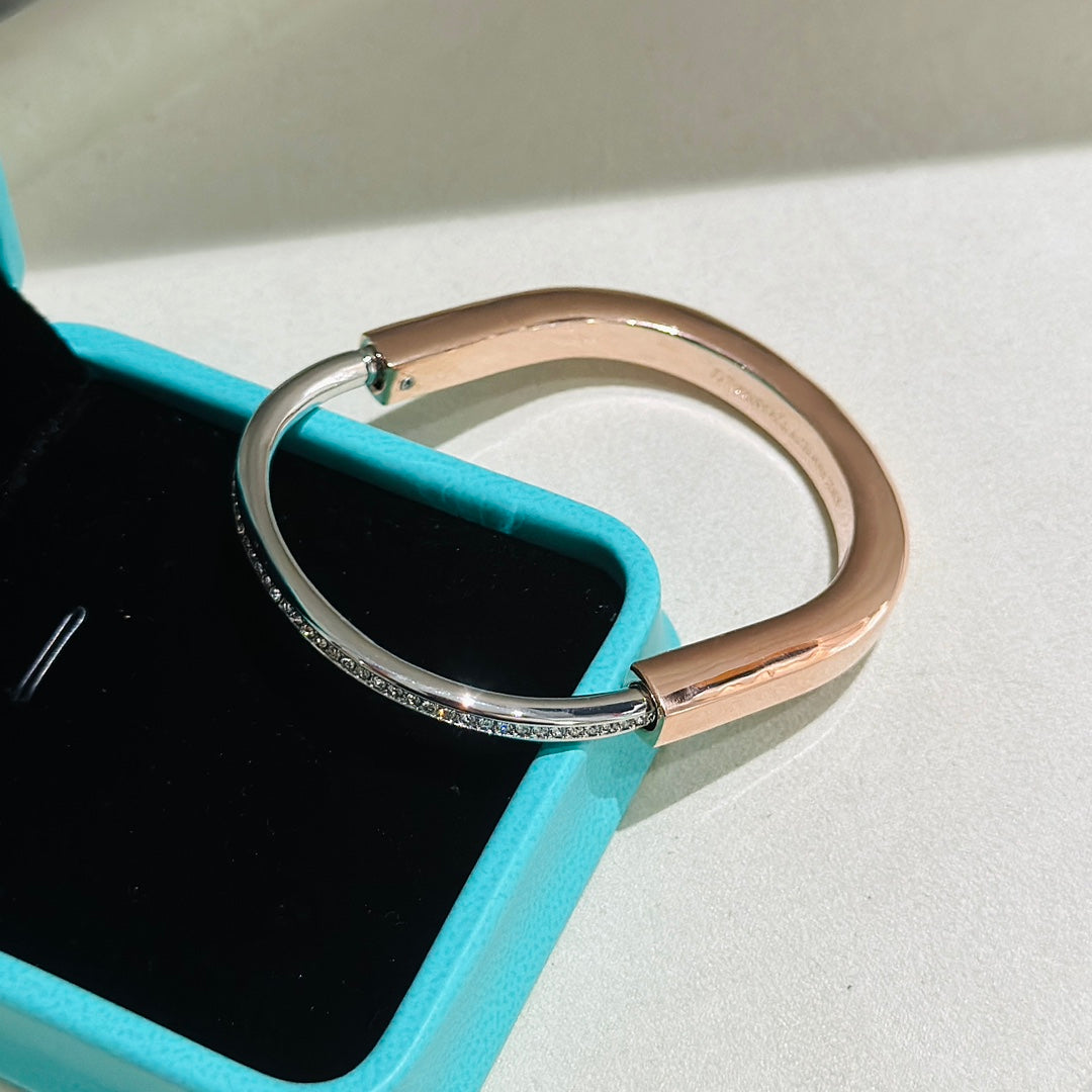 [Stellar jewels]LOCK PINK GOLD SILVER DIAMOND BRACELET