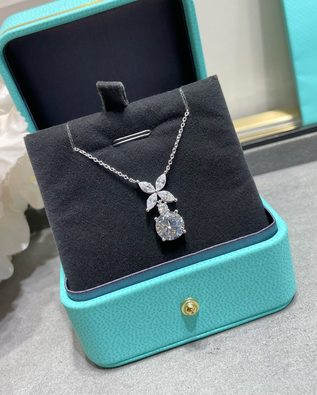 [Stellar jewels]VICTORIA PENDANT SILVER DIAMOND NECKLACE