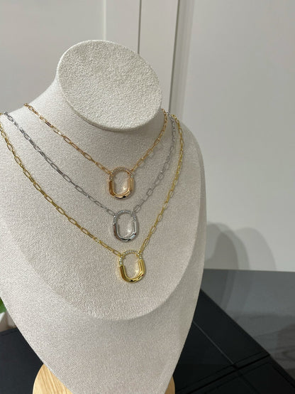 [Stellar jewels]LOCK MEDIUM PENDANT DIAMOND NECKLACE