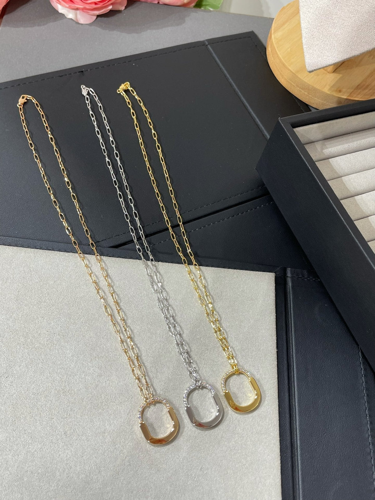 [Stellar jewels]LOCK MEDIUM PENDANT DIAMOND NECKLACE