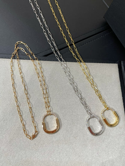 [Stellar jewels]LOCK MEDIUM PENDANT DIAMOND NECKLACE