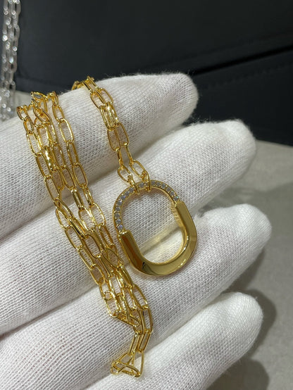 [Stellar jewels]LOCK MEDIUM PENDANT DIAMOND NECKLACE
