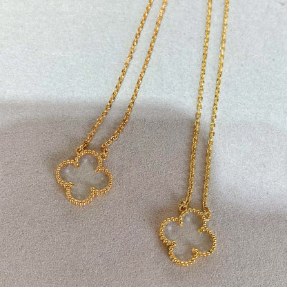 [Stellar Jewelry]CLOVER ROCK CRYSTAL ROSE GOLD NECKLACE