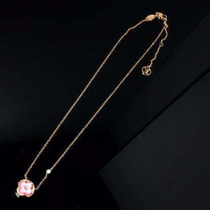 [Stellar Jewelry]COLOR BLOSSOM PINK MOP SUN GOLD NECKLACE