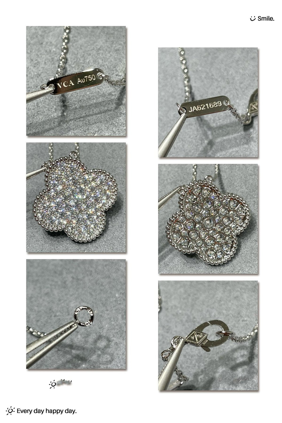 [Stellar Jewelry]CLOVER 25MM LARGE PENDANT DIAMOND PAVED SILVER NECKLACE